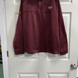 Virginia Tech Champion 1/4 Zip Logo Maroon Pullover Jacket - Size Large - VGUC
