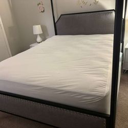 Four‑Poster Canopy Bed + Intellibed Midnight Mattress – $600
