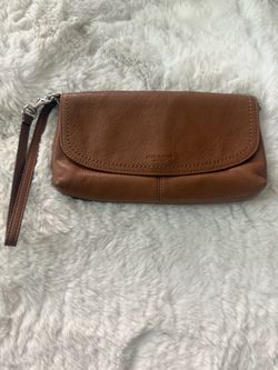 Coach Brown Leather Wristlet Clutch