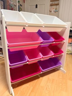 Kids Toy Organizer with 12 Bins, 4 Tier Storage for Playroom