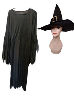 Spirit Halloween Wicked Witch Costume Dress & Velvet Hat Set Black 1X