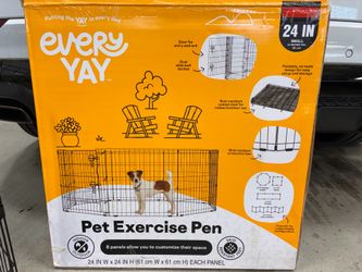 EveryYay Foldable Indoor/Outdoor Pet Exercise Pen, Black: With Feet, 24" H
