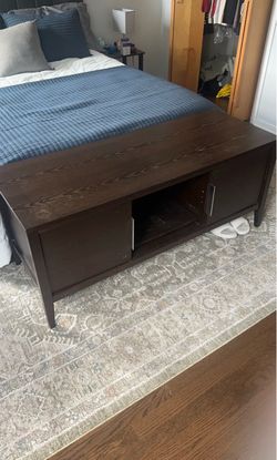 Dark Brown Wood TV Stand with Storage