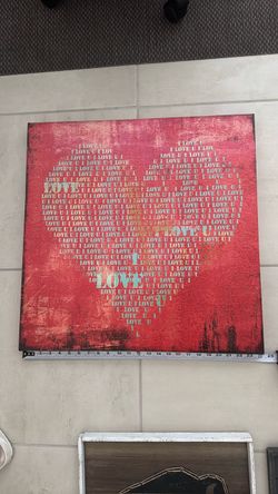 Red Love Heart Typography Canvas Wall Art