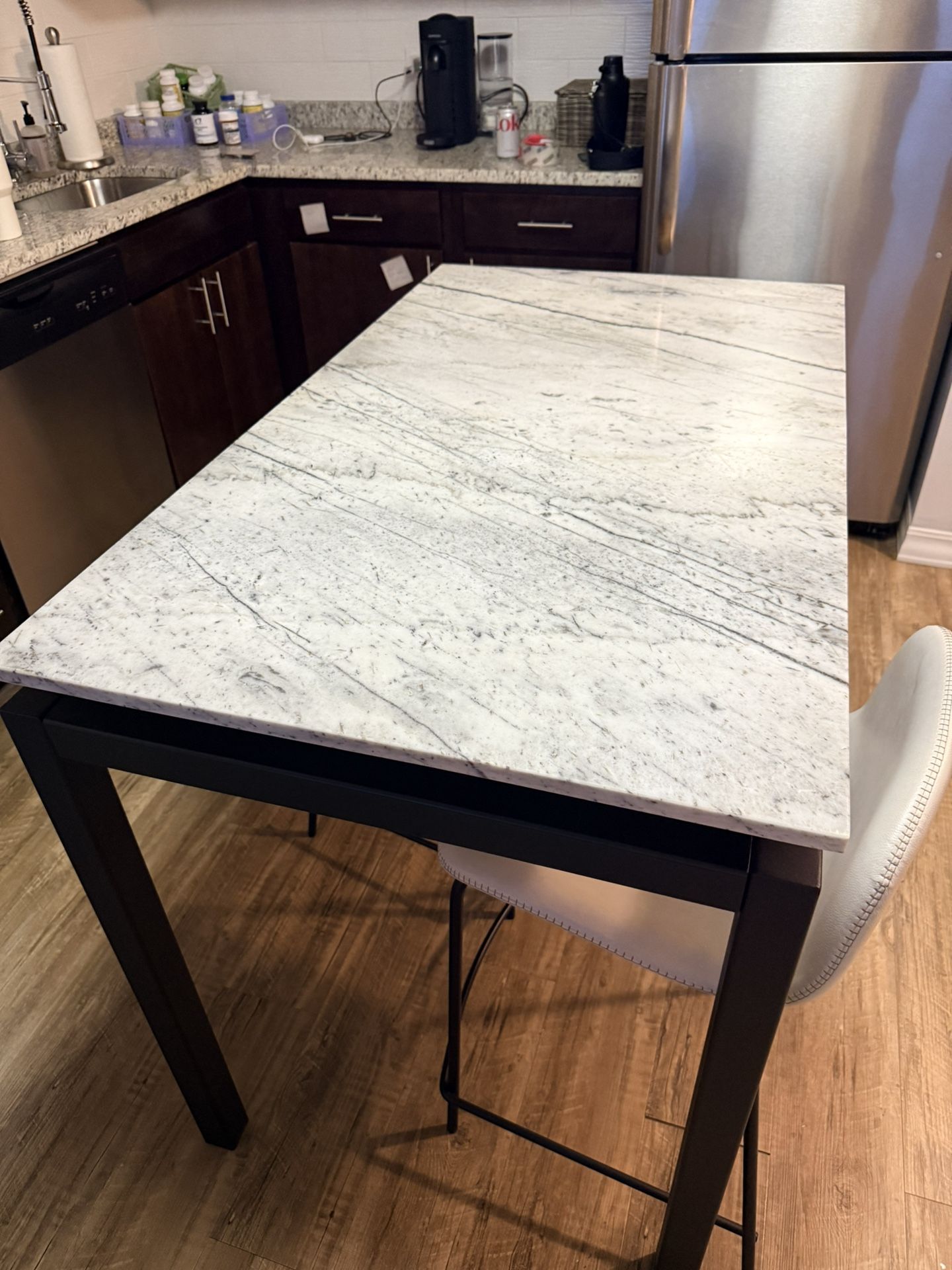 CB2 Marble Top Kitchen Island / Dining Table