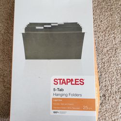 Staples Hanging File Folders 5-Tab Legal Size Standard Green