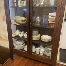 Antique China Cabinet With China
