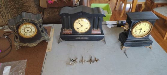 Antique clocks with real movements. Chime. Wind up. Pendulum style movement