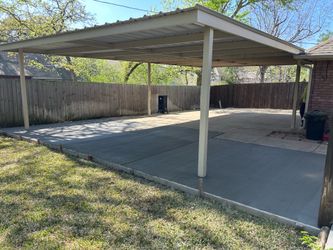 Metal covers and concrete.