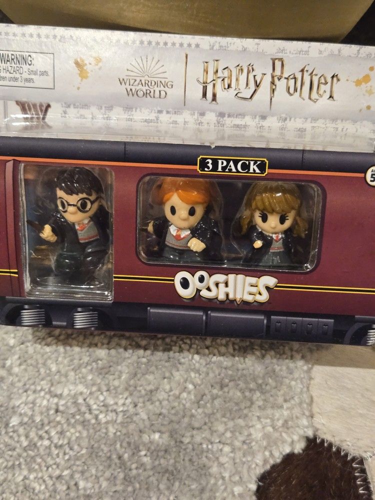 Harry Potter Ooshies Ron Hermione Harry On Hogwarts Express 3 Pack Figure Box Set