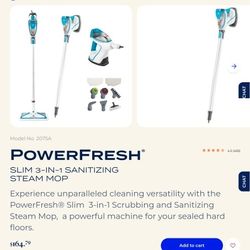 BISSELL PowerFresh®
Slim 3-in-1 Sanitizing Steam Mop Was $169. NIB Never Opened. From Factory 