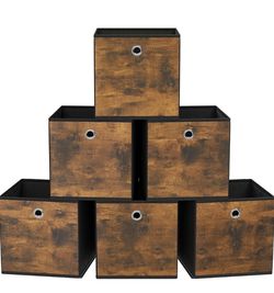 SONGMICS 10.2" Storage Bins Foldable Oxford Fabric w/ Handles Set of 6 - Brown