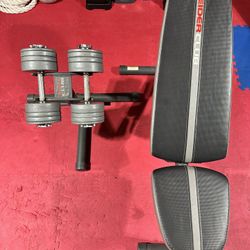 Adjustable Dumbbells Set (100lbs) with Multi-position Bench