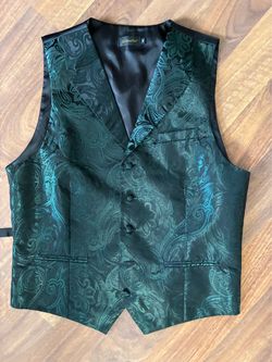 DiBanGu Men's Green Paisley Dress Vest