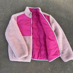 Girls Pink 10/12 Reversible Fleece Jacket