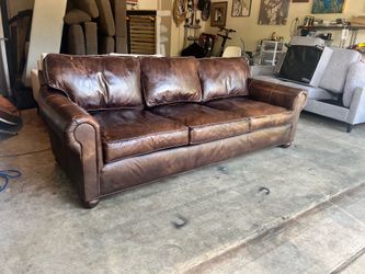 Restoration Hardware Original Lancaster Leather 3-Cushion Sofa