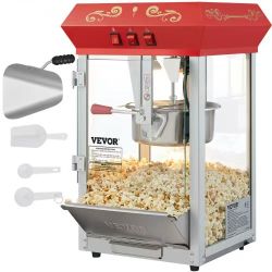 Popcorn Maker, 850W Popcorn Popper Machine, 8 Oz Kettle Makes 48 Cups per Batch, Countertop Popcorn Maker with Tempered Glass, Includes 4 Scoops, Movi