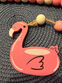 Pink Flamingo Beaded Tassel Décor Accent