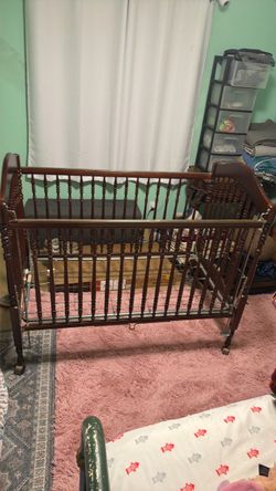 Dark Wood Baby Crib