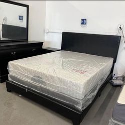 Bed,  Black New inboxes, All Sizes Available. Free Delivery.