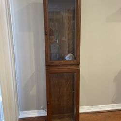 Oak Wood Curio Show Case Cabinet With Light