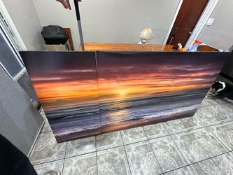 Large 3-Piece Beach Sunset Canvas Wall Art