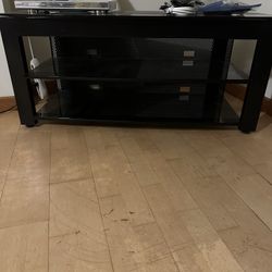 Glass TV Stand With Shelves