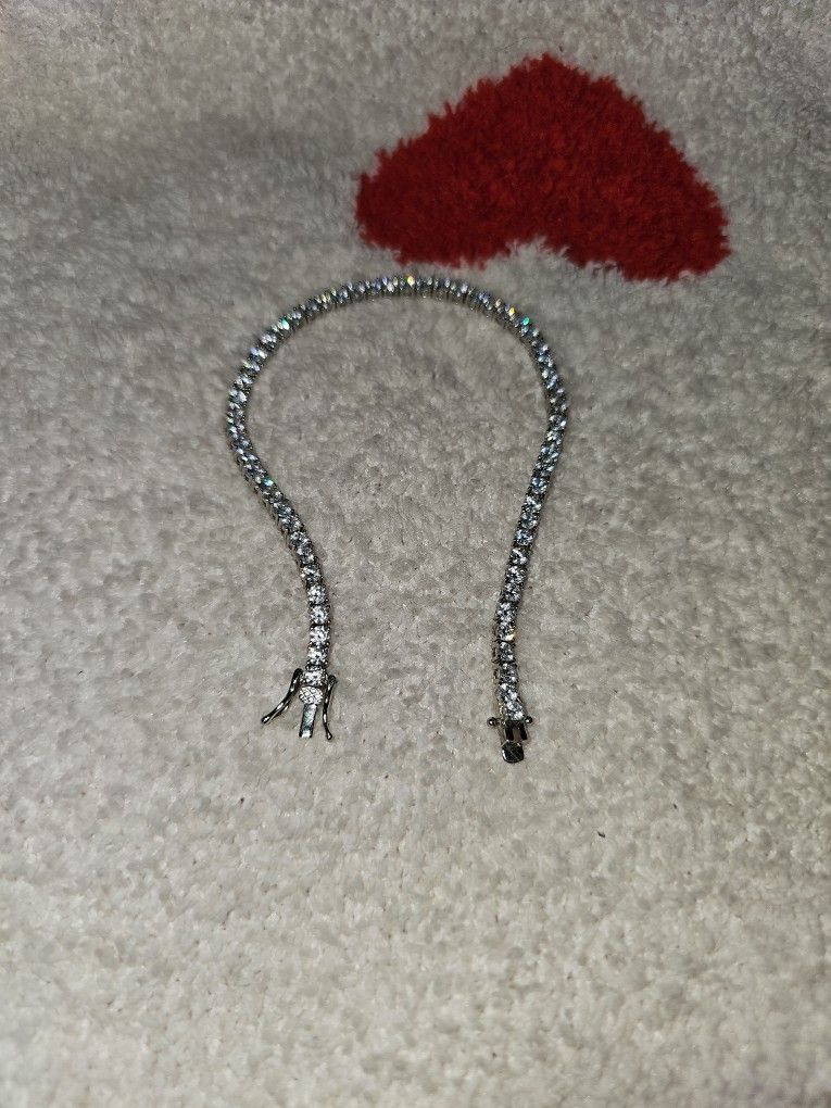 8 Inch 3mm Moissanite Tennis Bracelet Sterling Silver