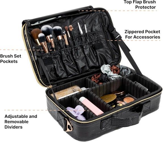 New Makeup Train Case/Travel Cosmetic Organizer Bag/Brush Storage/Toiletries Etc