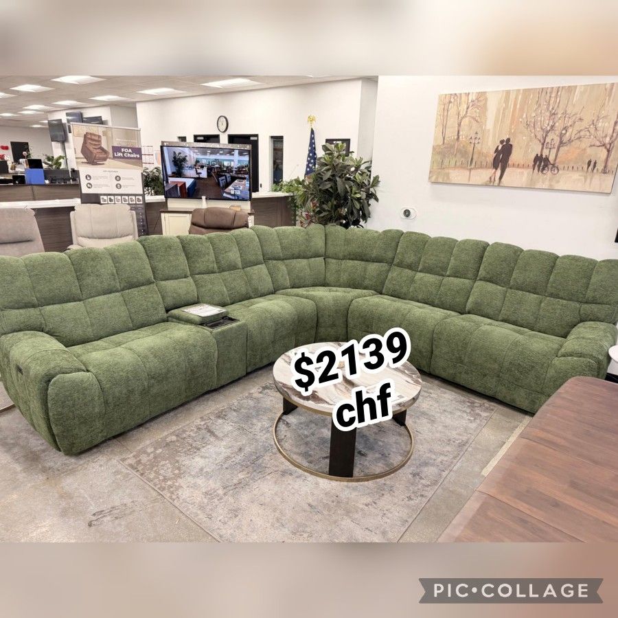 Living room chenille power reclining sectional sofa  // Christmas sale !