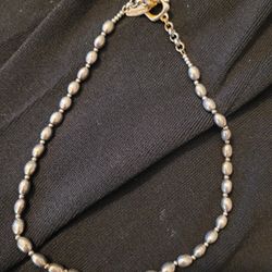 Vintage BOHO DESIGN 15" Beaded Silver Weighted Necklace