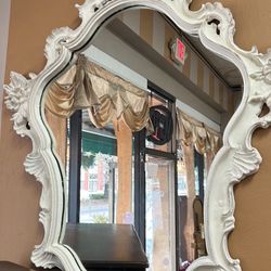 Large, Shabby Chic, Ornate, Antique Mirror