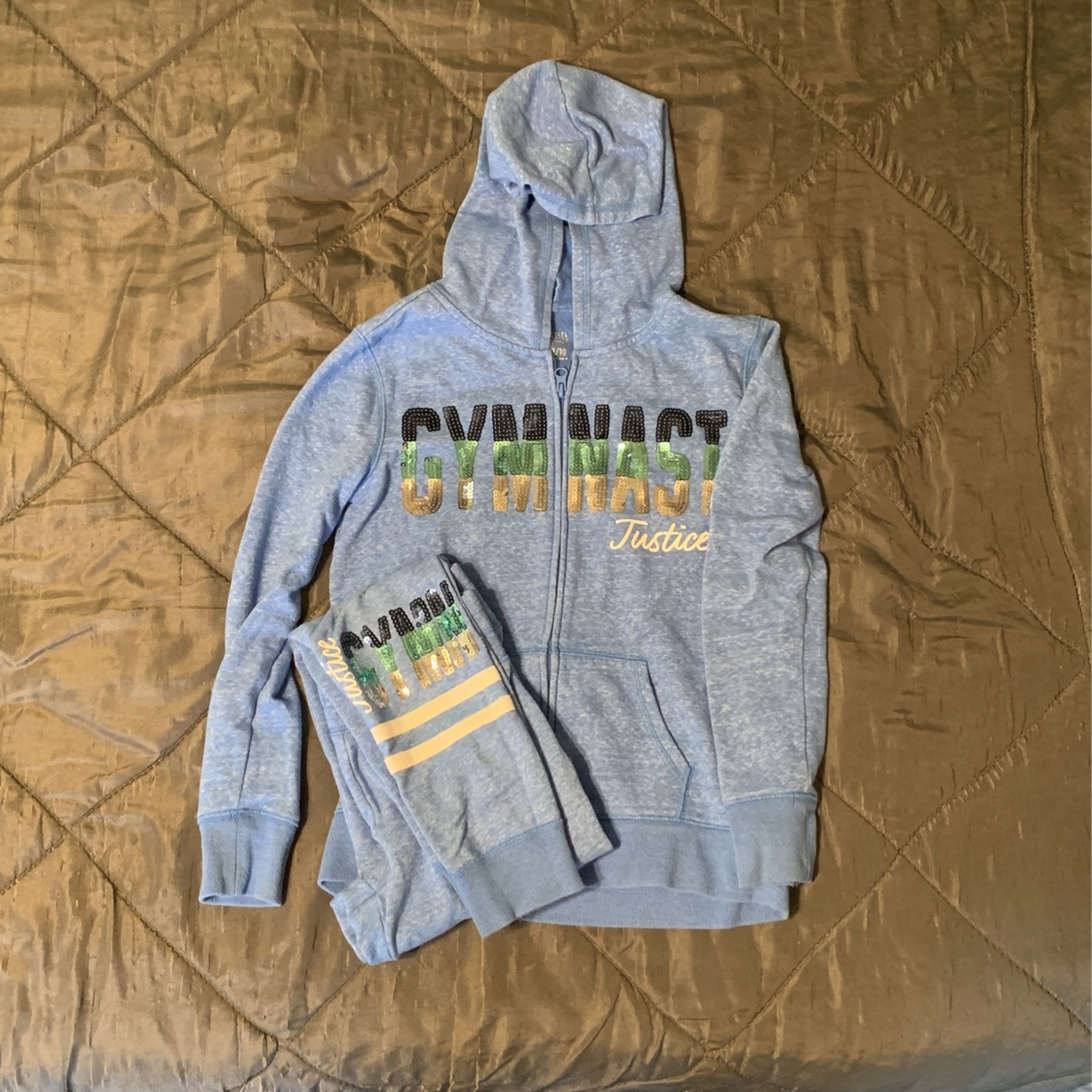 2pc Zip-up Hoodie & Joggers “Gymnastics “ in Sequins