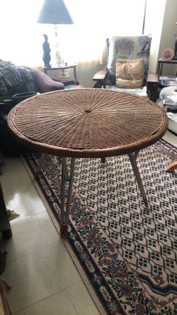 Mid-century indoor outdoor folding wicker table