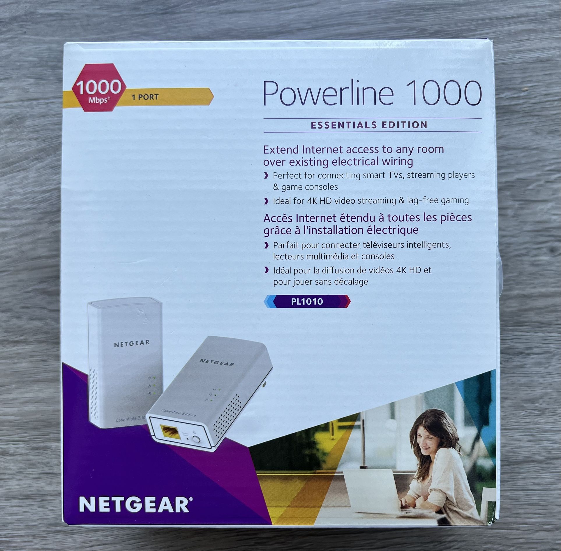 NETGEAR PowerLINE 1000 Mbps, 1 Gigabit Port - Essentials Edition (PL1010-100PAS)