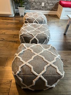 3 Cushioned Chairs / Leg Rests