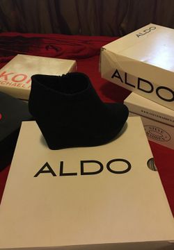 Aldo black wedge booties