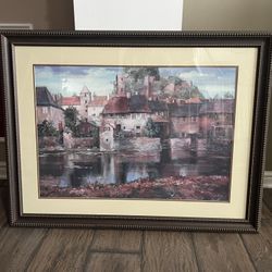 Framed Village Scene