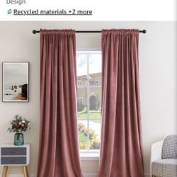Velvet Rose Curtains And Rod 