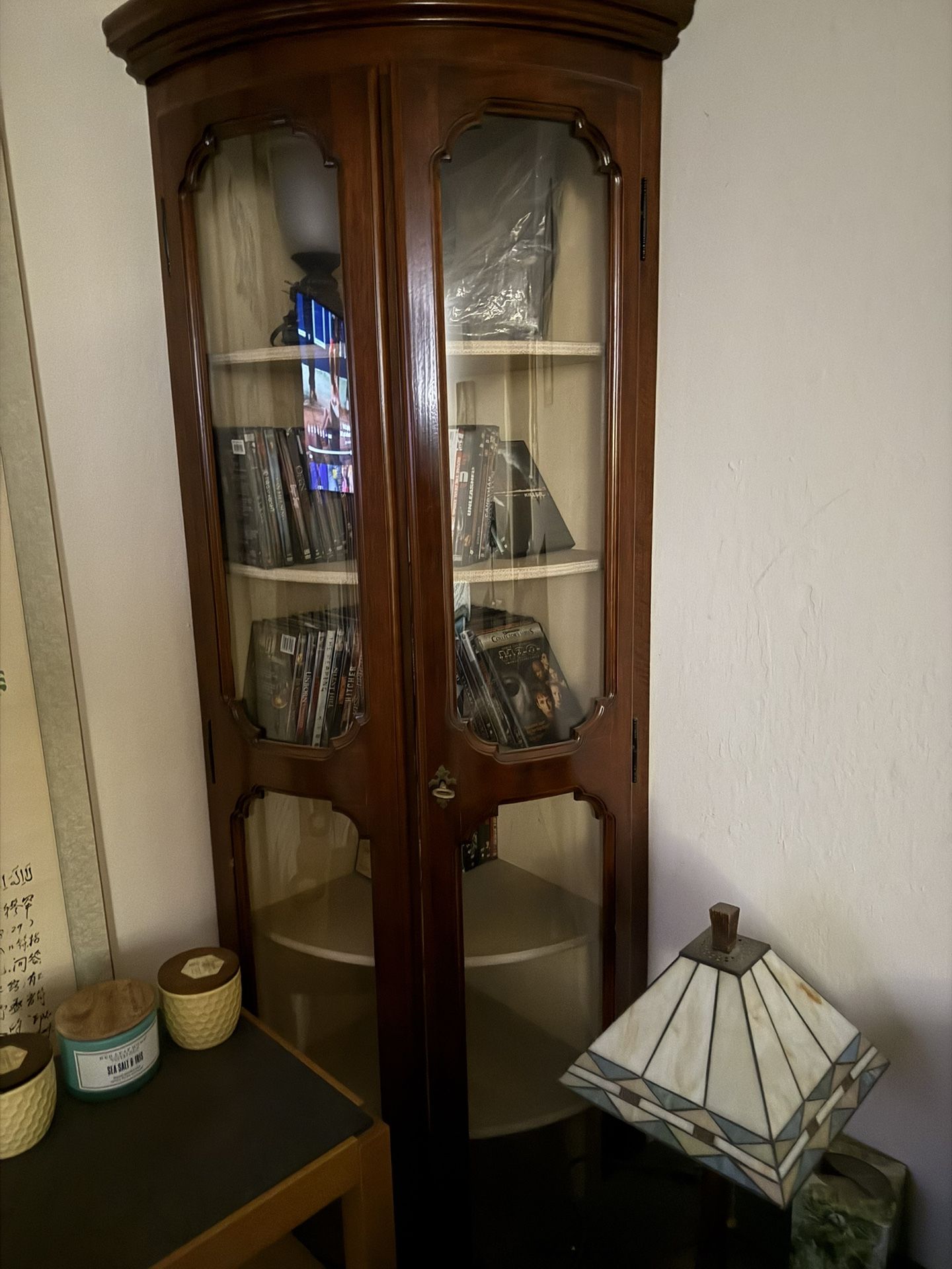 7 Ft Tall Classic Mahogany Corner Cupboard