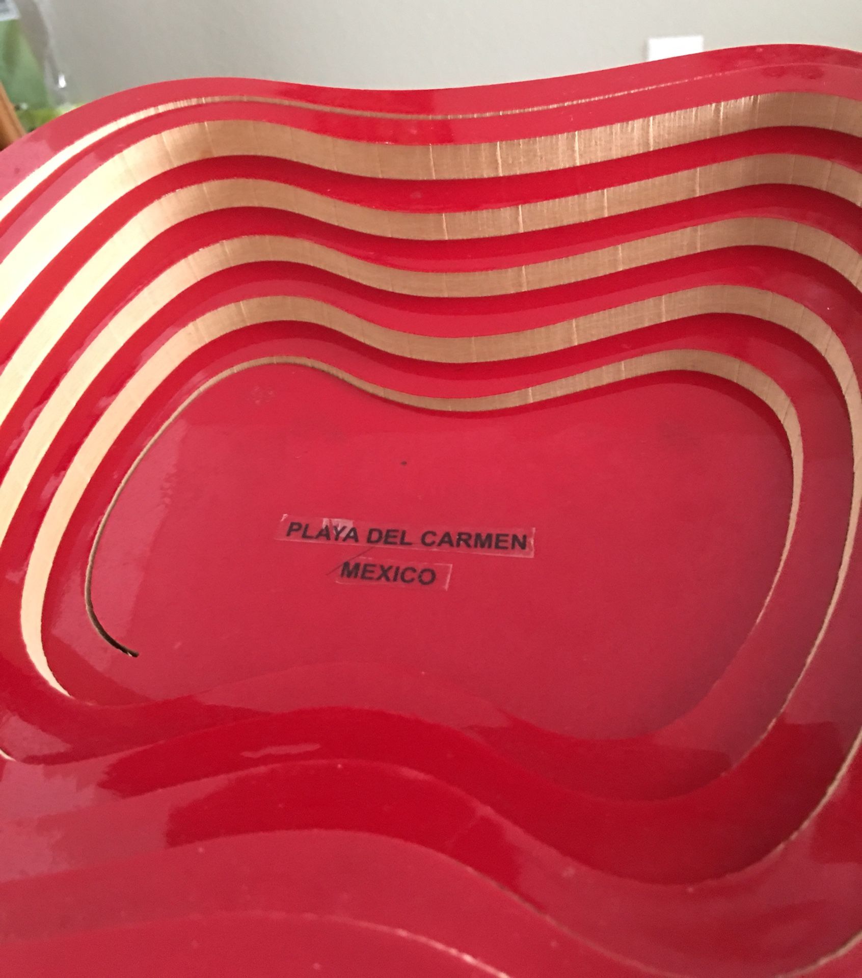 New red fruit basket or for different purpose handmade wood in mexico