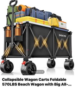 Collapsible Wagon Carts Foldable 570LBS Beach Wagon
