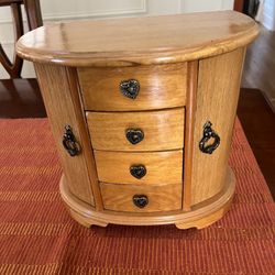 Jewelry Box In Blond Wood Mirror Part Is Missing