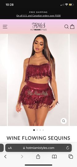 Red Sparkly Sequin Two Piece Set