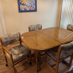 Solid Oak Dining Table And Four Chairs 