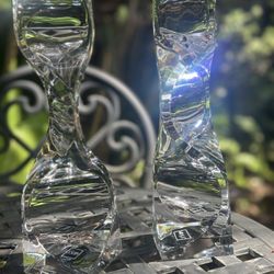 Elegant Crystal Candle Holder Set Of 2 - New In Box 