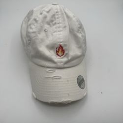 KBETHOS Distressed White Baseball Cap Flame Embroidered Dad Hat Adjustable