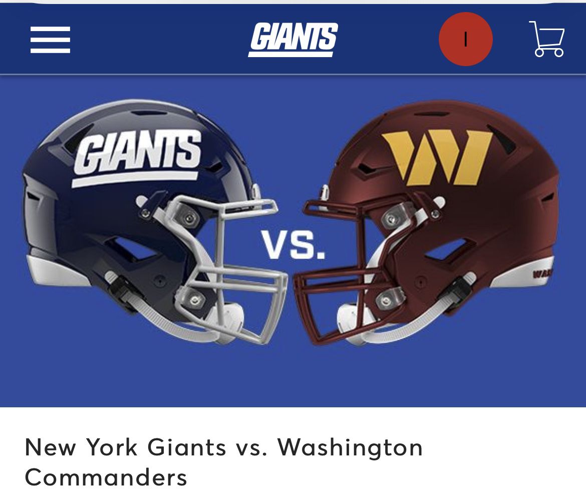 Giants Vs Commanders Tickets With Parking Pass 