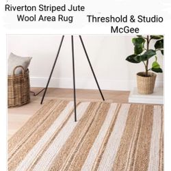Brand New  7 X 10 Riverton Striped Jute Wood Area Rug