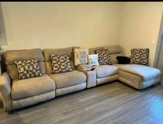 9 piece set of couches,King Bed with Frame,Samsung 85Inch TV,Computer Monitors,Chairs,Lamps,Tables
